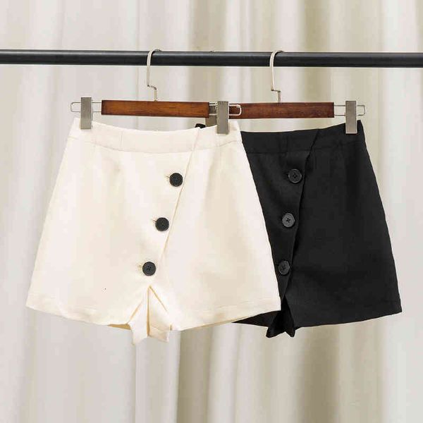 women's shorts single breasted irregular asymmetric split shorts high waist slim fit hip wrap tight skirt pants one female summer, White;black
women's shorts single breasted irregular asymmetric split shorts high waist slim fit hip wrap tight skirt pants one female summer, White;black