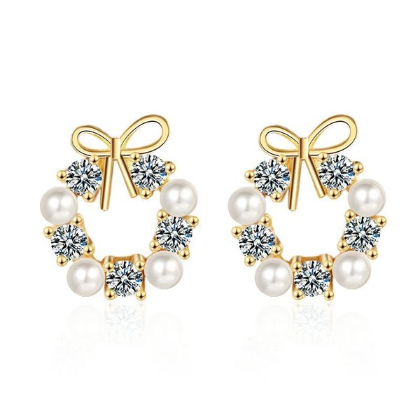 korean fashion bow earrings charms for women's minority design with zircon ring simple pearl, Golden
korean fashion bow earrings charms for women's minority design with zircon ring simple pearl, Golden
