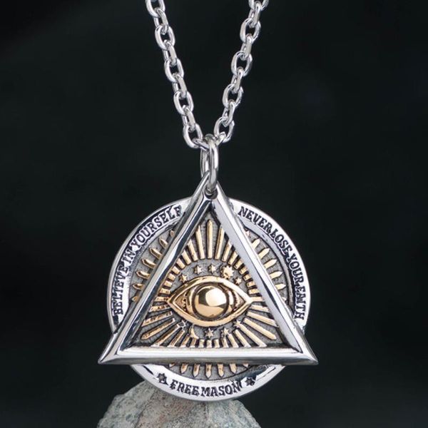 pendant necklaces vintage mythology style eye of providence men's casual punk amulet jewelry, Silver
pendant necklaces vintage mythology style eye of providence men's casual punk amulet jewelry, Silver