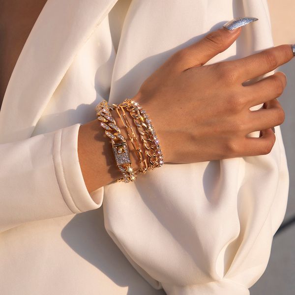 4pcs/set rhinestone bracelet set cuban link bangle bracelets for women and men adjustable luxury shiny clear crystal chunky l charm hand jew, Black
4pcs/set rhinestone bracelet set cuban link bangle bracelets for women and men adjustable luxury shiny clear crystal chunky l charm hand jew, Black
