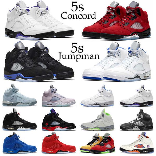 

og 5s concord men basketball shoes jumpman 5 green bean easter blue bird raging red racer blue oreo anthracite mens trainers sport sneakers, Black