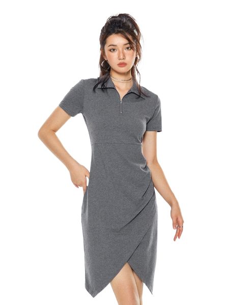 dazy solid asymmetrical hem dress o1kh#, Black;gray
dazy solid asymmetrical hem dress o1kh#, Black;gray