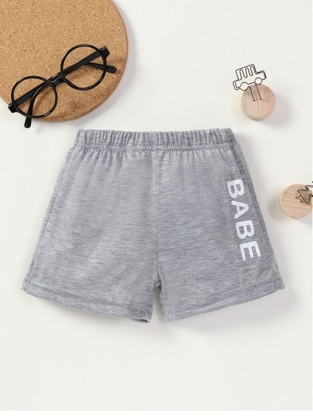 baby letter graphic shorts she01, Black