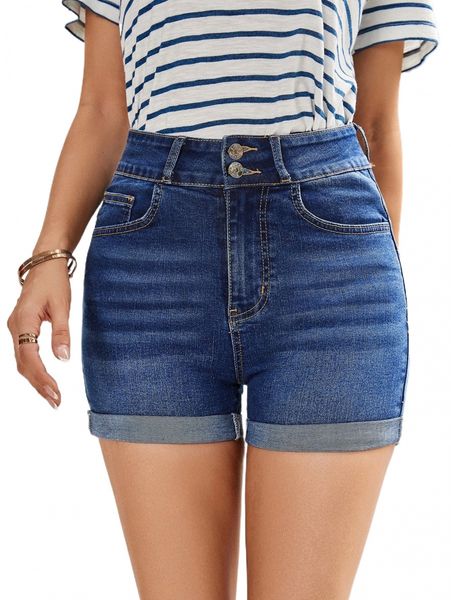 roll hem skinny denim shorts s7kv#, White;black