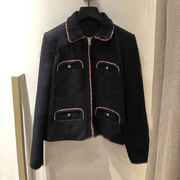women's jackets style in autumn and winter small fragrance jacquard lace metal zipper short coat women's, Black;brown
women's jackets style in autumn and winter small fragrance jacquard lace metal zipper short coat women's, Black;brown