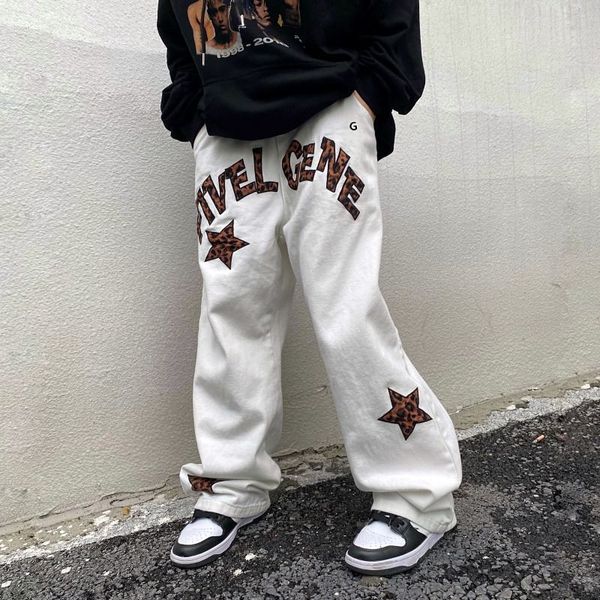 retro pockets letter embroidery casual jeans men and women straight harajuku oversize streetwear denim trousers y2k pants, Blue
retro pockets letter embroidery casual jeans men and women straight harajuku oversize streetwear denim trousers y2k pants, Blue