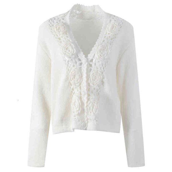 women's knits tees autumn gentle temperament flower hollowed out splicing short knitted cardigan sleeved vest three piece set 53es, White
women's knits tees autumn gentle temperament flower hollowed out splicing short knitted cardigan sleeved vest three piece set 53es, White