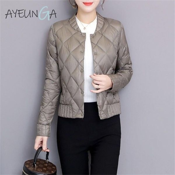 ultra light white duck jackets autumn winter women plus size 3xl buttons outwears long sleeve slim short warm down coats y201012, Black;brown
ultra light white duck jackets autumn winter women plus size 3xl buttons outwears long sleeve slim short warm down coats y201012, Black;brown