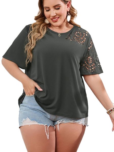 plus geo cut out tee h6q6#, Black