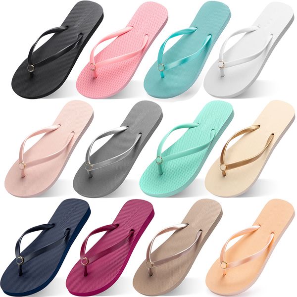 

Women Slippers Fashion Flip Flops Beach Hotel Indoor Slipper Triple Black Pink White Lemon Green Grey Blue Womens Shoes Fourty Five