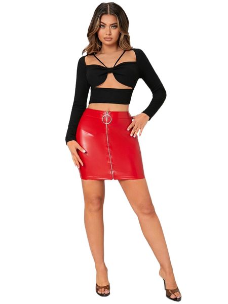 cut out crop tee x72g#, White 
cut out crop tee x72g#, White