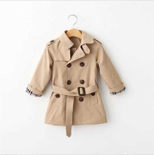 

Fashion Boys Girls Red Trench Coat Long Style Tench Coats Fall Winter Children Plaid Double-breasted Jackets Kids Boy Outwear 1-12 Years, Khaki