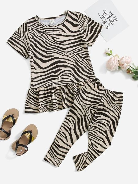 toddler girls zebra striped print ruffle hem & leggings she, White
toddler girls zebra striped print ruffle hem & leggings she, White
