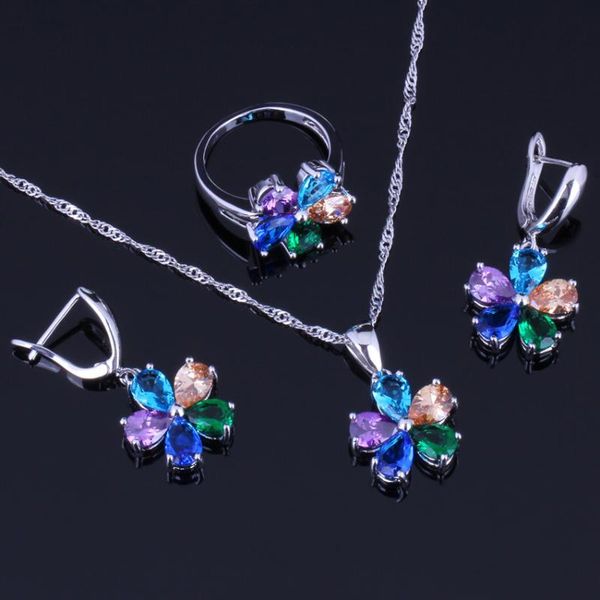 earrings & necklace gleaming flower multigem multicolor cubic zirconia silver plated jewelry sets pendant chain ring v0256
earrings & necklace gleaming flower multigem multicolor cubic zirconia silver plated jewelry sets pendant chain ring v0256