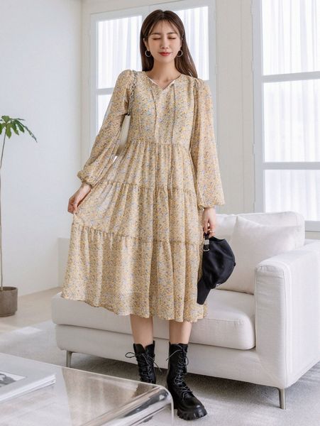 dazy ditsy floral print tie neck bishop sleeve ruffle hem dress l7qa#, Black;gray
dazy ditsy floral print tie neck bishop sleeve ruffle hem dress l7qa#, Black;gray