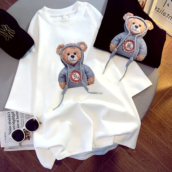 women's t-shirt female 2022 spring summer and autumn brushed short-sleeved print bear korean version woman tshirts graphic tee, White
women's t-shirt female 2022 spring summer and autumn brushed short-sleeved print bear korean version woman tshirts graphic tee, White