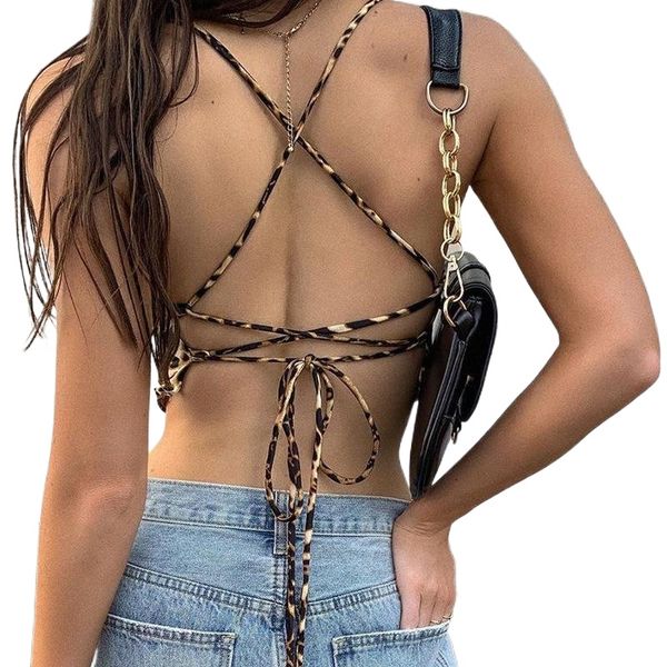 women's tanks & camis 2022 leopard print lace-up shoulder strap camisole cross bra short summer street beach beige o8md#, White
women's tanks & camis 2022 leopard print lace-up shoulder strap camisole cross bra short summer street beach beige o8md#, White