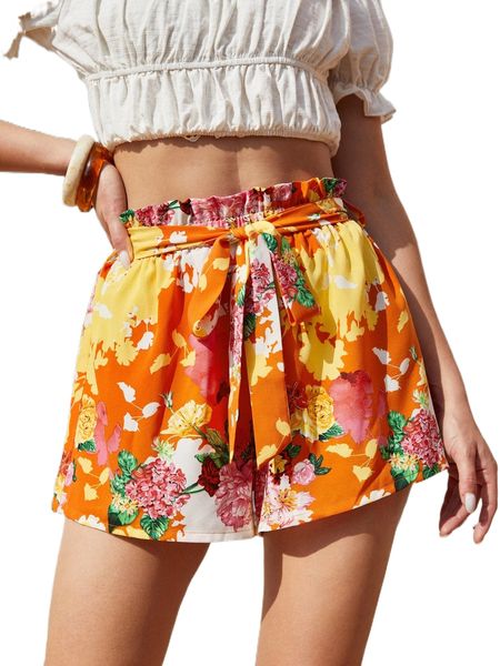 floral print paperbag waist belted wide leg shorts s5fe#, White;black
floral print paperbag waist belted wide leg shorts s5fe#, White;black