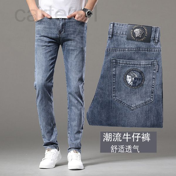 men's jeans designer spring and summer new jeans men's small foot slim fit fashion brand straight tube embroidery high-end elastic, Blue
men's jeans designer spring and summer new jeans men's small foot slim fit fashion brand straight tube embroidery high-end elastic, Blue