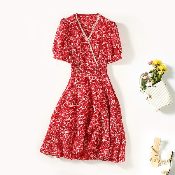 casual dresses red printed imitation silk v-neck summer style waist closing light short sleeve chiffon pleated elastic women's dress yk, Black;gray
casual dresses red printed imitation silk v-neck summer style waist closing light short sleeve chiffon pleated elastic women's dress yk, Black;gray