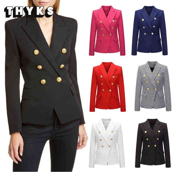 blazers for women elegant stylish designer jacket 2022 new fashion classic double breasted metal buttons outer houndstooth jacket j220813, White;black
blazers for women elegant stylish designer jacket 2022 new fashion classic double breasted metal buttons outer houndstooth jacket j220813, White;black