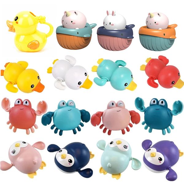 

cartoon animal whale crab ducks swimming pool classic chain clockwork water baby bath toys for infant 0 24 months
