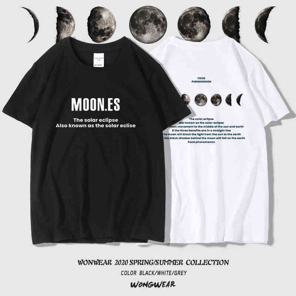 nasa lunar eclipse co branded short sleeve clothes men's fashion ins harajuku moon lovers summer cotton t-shirt, White;black 
nasa lunar eclipse co branded short sleeve clothes men's fashion ins harajuku moon lovers summer cotton t-shirt, White;black