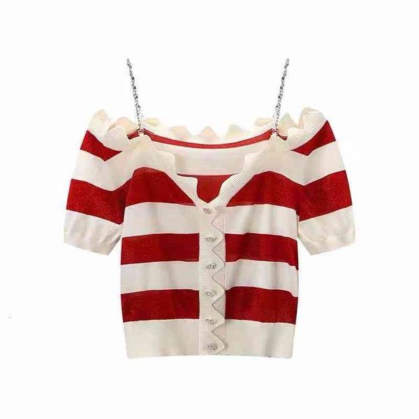 women's sweaters spring and summer french sweet style one shoulder diamond chain striped pearl button sweater, White;black
women's sweaters spring and summer french sweet style one shoulder diamond chain striped pearl button sweater, White;black