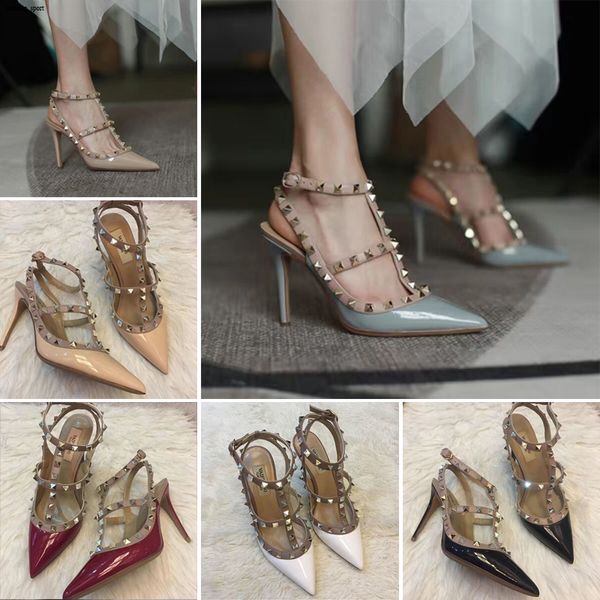 women dress shoes riveted sandals womens classic high heels genuine leather patent matte luxury fashion wedding pointed nightclub banquet, Black
women dress shoes riveted sandals womens classic high heels genuine leather patent matte luxury fashion wedding pointed nightclub banquet, Black
