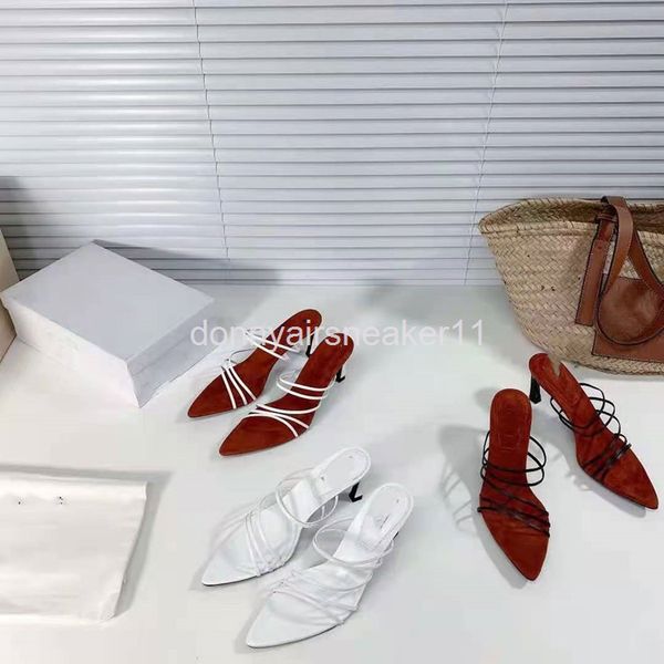 slippers simple thin leather sandals with pointed ends color matching ox tendon soles women's shoes elegant heels high, Black 
slippers simple thin leather sandals with pointed ends color matching ox tendon soles women's shoes elegant heels high, Black