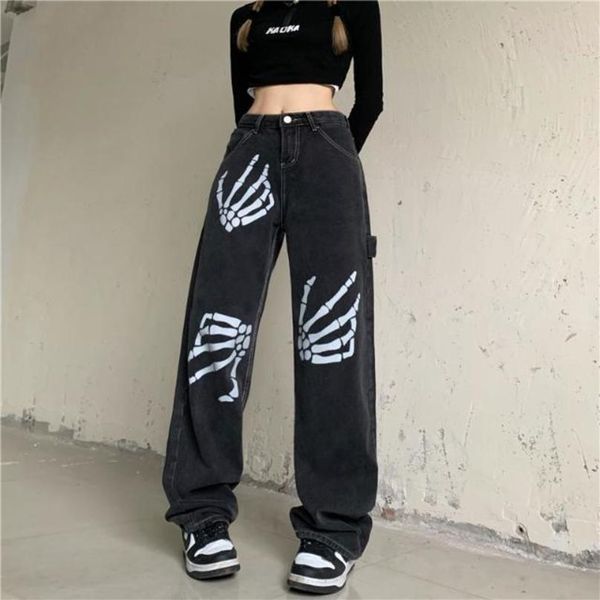 women's jeans punk style harajuku skull white bone fashion jeans women loose straightleg pan 220824, Blue
women's jeans punk style harajuku skull white bone fashion jeans women loose straightleg pan 220824, Blue