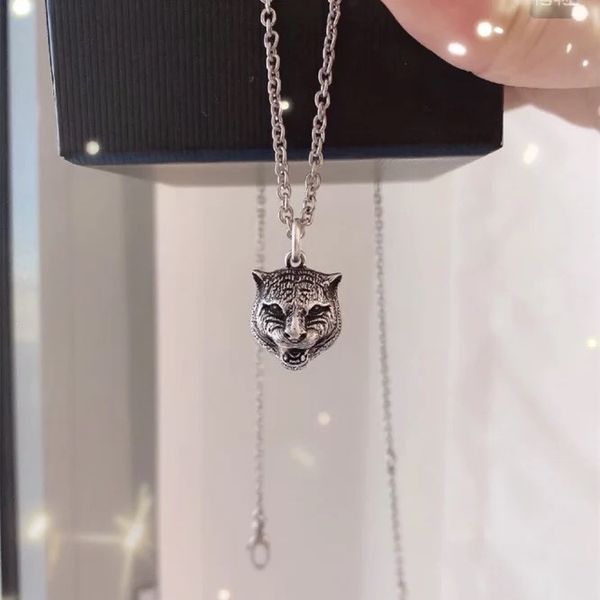 

Luxury G fashion brand jewelry Silver Chain Classic Fashion Tiger Head Necklace Retro Couple Chains High Quality Brass Seiko High-end Jewelry Supply accessories