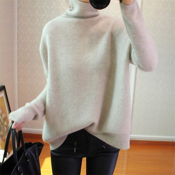 autumn and winter new cashmere sweater women's high collar loose pullover lazy wind sweater large size was lj201114, White;black
autumn and winter new cashmere sweater women's high collar loose pullover lazy wind sweater large size was lj201114, White;black
