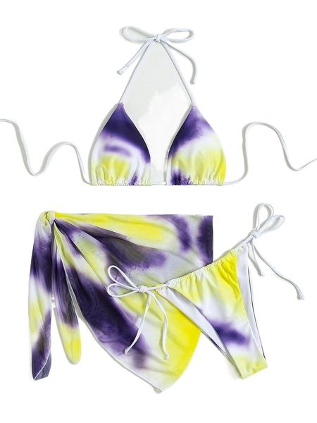 3pack tie dye halter bikini swimsuit & beach skirt b2sm#, White;black
3pack tie dye halter bikini swimsuit & beach skirt b2sm#, White;black
