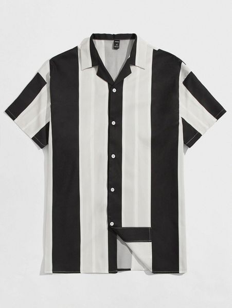 men color block drop shoulder shirt u4nd#, White;black
men color block drop shoulder shirt u4nd#, White;black