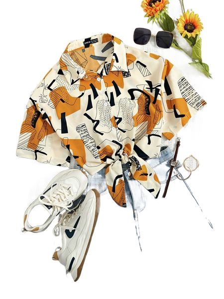 graphic print tie front blouse m5hz#, White
graphic print tie front blouse m5hz#, White