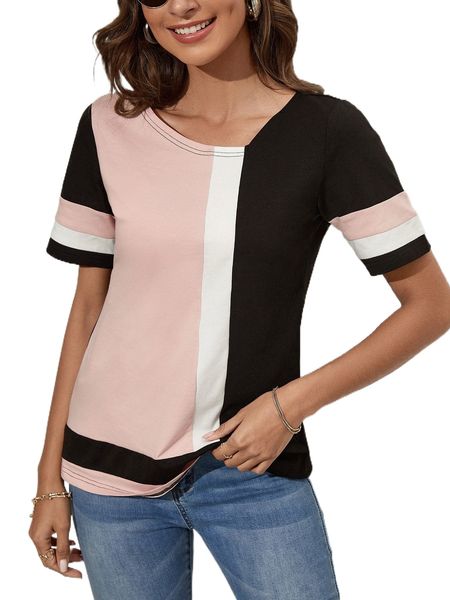 color block asymmetrical neck tee c4yg#, White
color block asymmetrical neck tee c4yg#, White