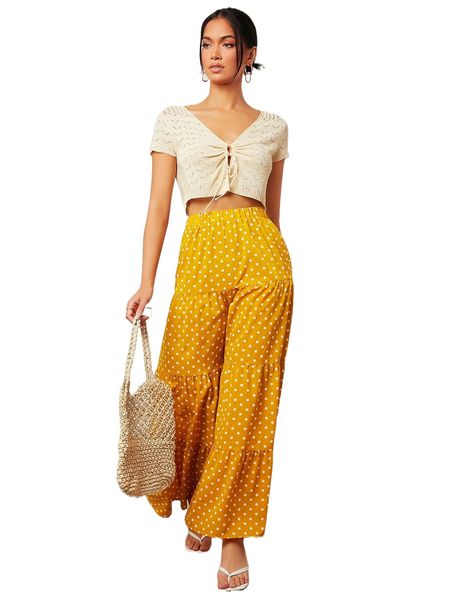 polka dot print wide leg pants d7ga#, Black;white
polka dot print wide leg pants d7ga#, Black;white
