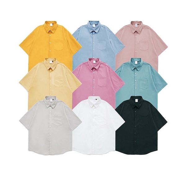 summer new korean fashion mens shirts buttondown loose oversize cotton short sleeve white black shirt couples clothing 210412
summer new korean fashion mens shirts buttondown loose oversize cotton short sleeve white black shirt couples clothing 210412