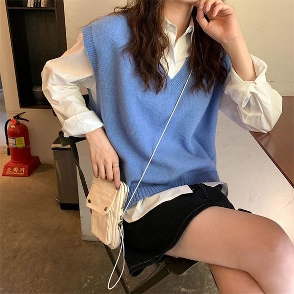 4colors autumn and winter korean style v neck knitted solid color sleeveless vest sweaters womens pullovers womens x1086 200924, White;black
4colors autumn and winter korean style v neck knitted solid color sleeveless vest sweaters womens pullovers womens x1086 200924, White;black