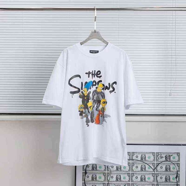826c new paris simpsons short sleeve high version t-shirt versatile casual t-shirt men's and women's same lover's half sleeve, White;black
826c new paris simpsons short sleeve high version t-shirt versatile casual t-shirt men's and women's same lover's half sleeve, White;black