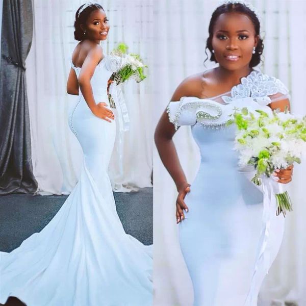 2022 designer mermaid wedding dresses bridal gown beaded lace applique one shoulder sweep train custom made beach country boho vestidos de n, White
2022 designer mermaid wedding dresses bridal gown beaded lace applique one shoulder sweep train custom made beach country boho vestidos de n, White