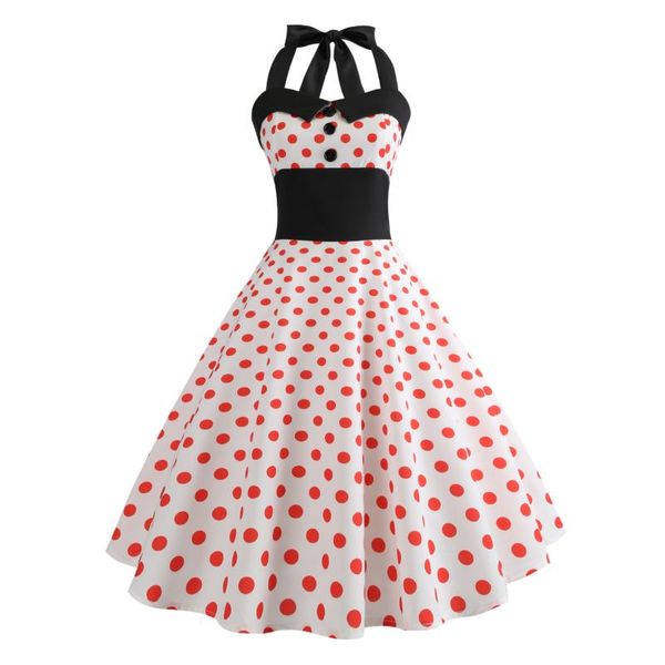 casual dresses retro polka dot vintage summer dress women strapless halter 50s 60s chic robe rockabilly party a line vestido, Black;gray
casual dresses retro polka dot vintage summer dress women strapless halter 50s 60s chic robe rockabilly party a line vestido, Black;gray