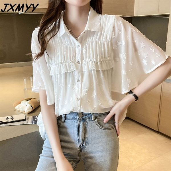 summer fashion korean style lotus leaf sleeve women short sleeve chiffon shirt women jxmyy 210412, White
summer fashion korean style lotus leaf sleeve women short sleeve chiffon shirt women jxmyy 210412, White