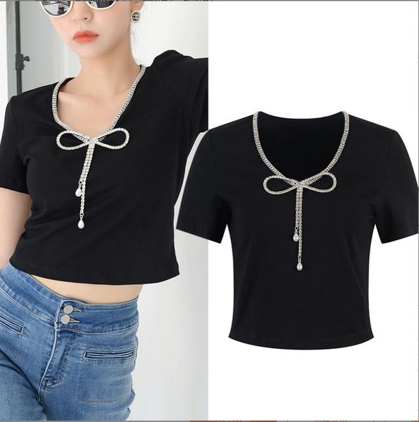 511 2022 summer brand same style white black sweater crew neck short sleeve fashion womens clothes yl
511 2022 summer brand same style white black sweater crew neck short sleeve fashion womens clothes yl