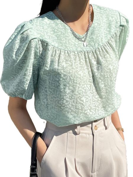 dazy-less floral & butterfly jacquard puff sleeve blouse i2a3#, White
dazy-less floral & butterfly jacquard puff sleeve blouse i2a3#, White