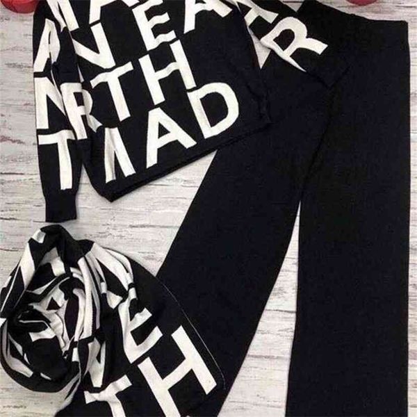 high street women knitted 3 piece set fall winter letter print knitted loose sweater shawl scarf wide-leg pants suits 210331, Gray
high street women knitted 3 piece set fall winter letter print knitted loose sweater shawl scarf wide-leg pants suits 210331, Gray