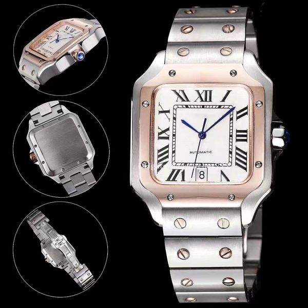 antique mens wristwatch 40mm geneva stainless steel automatic mechanical watches case and bracelet fashion roman plate blue pointer square l, Slivery;brown 
antique mens wristwatch 40mm geneva stainless steel automatic mechanical watches case and bracelet fashion roman plate blue pointer square l, Slivery;brown