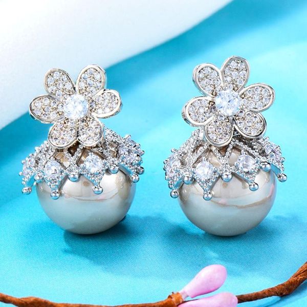 stud godki trendy luxury pearl flowers cluster earrings for women wedding cubic zircon crystal african dubai bridal earring, Golden;silver
stud godki trendy luxury pearl flowers cluster earrings for women wedding cubic zircon crystal african dubai bridal earring, Golden;silver