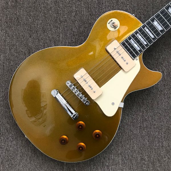 rosewood fingerboard electric guitar, chrome hardware, gold black back, 2 pieces of 90 pickup, solid mahogany body guitar
rosewood fingerboard electric guitar, chrome hardware, gold black back, 2 pieces of 90 pickup, solid mahogany body guitar
